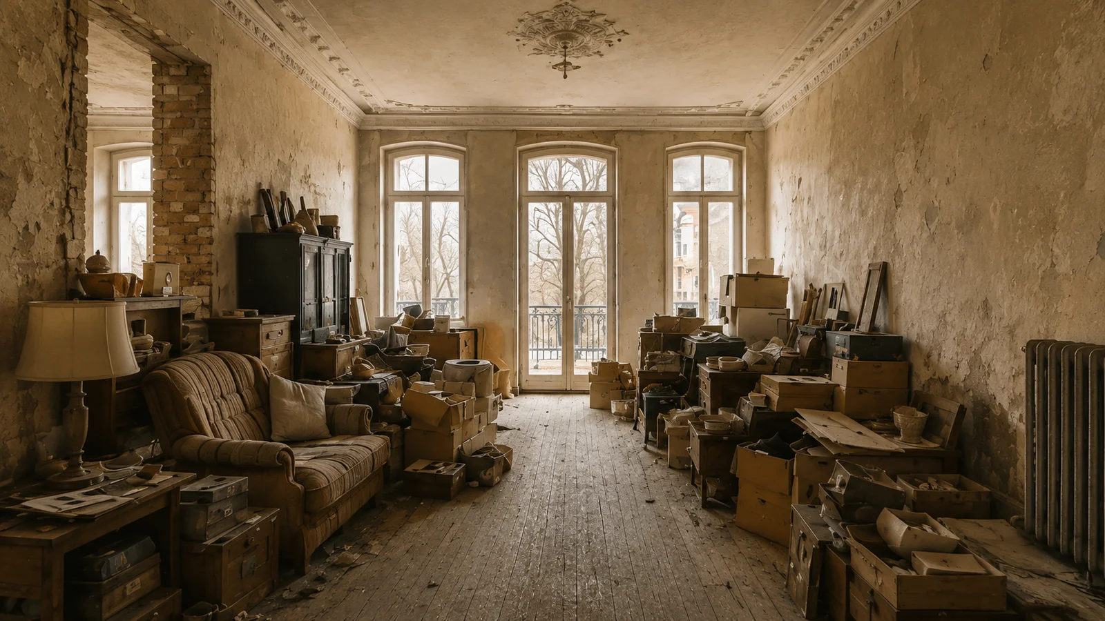 Entrümpelung & Kernsanierung, Schritt 1: Ausgangszustand: übernommene Wohnung, voll mit Hausrat